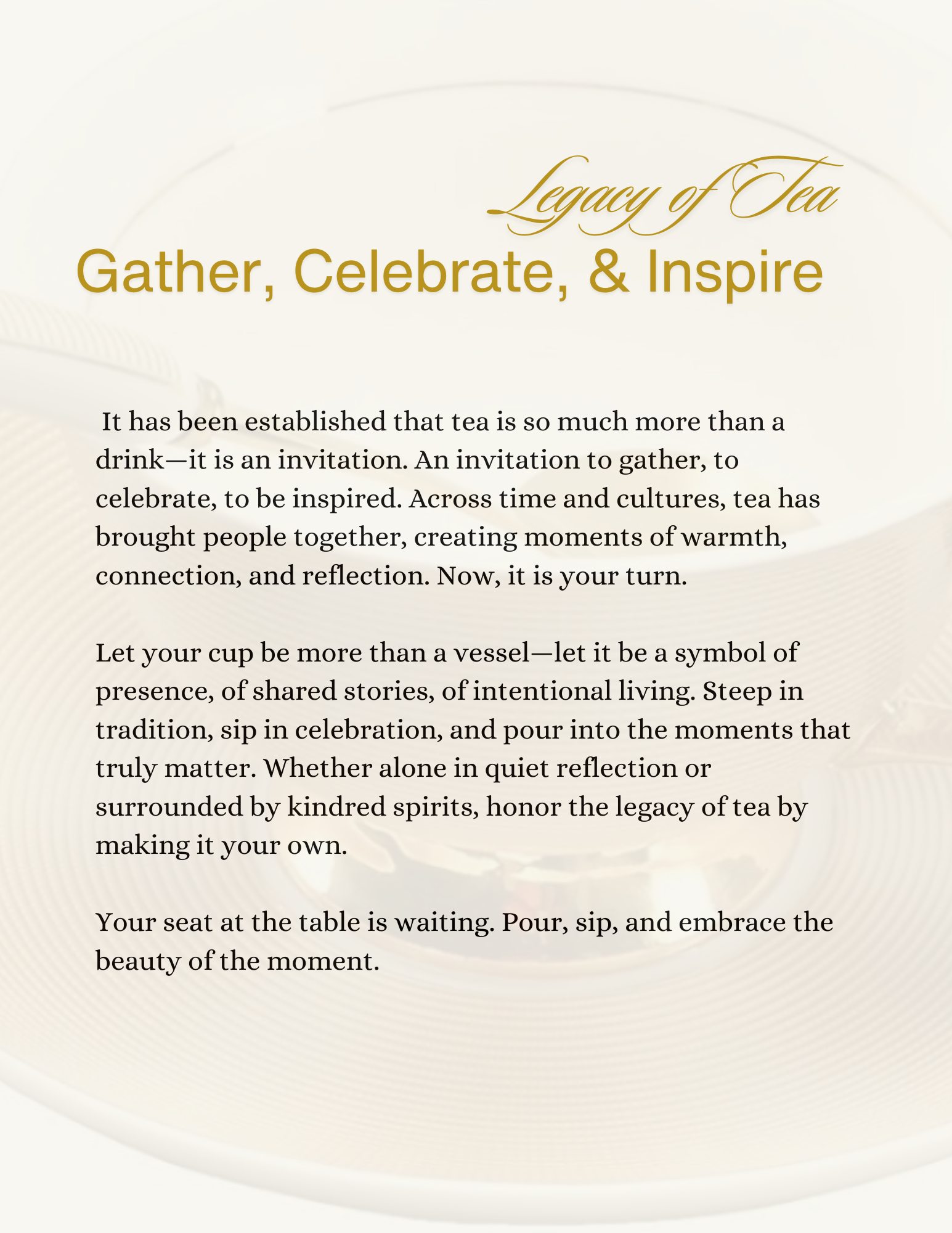 The Tea Experience    Beauty | Ritual | Connection