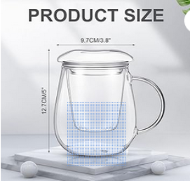 Glass Tea Cup with Infuser and Lid - The Aristocratish Tea Company, Loose Leaf Tea, Aristocratish Tea, Premium Tea, Tea, Hot Brewed Tea, Cold Brewed Tea, Iced Tea, Tea